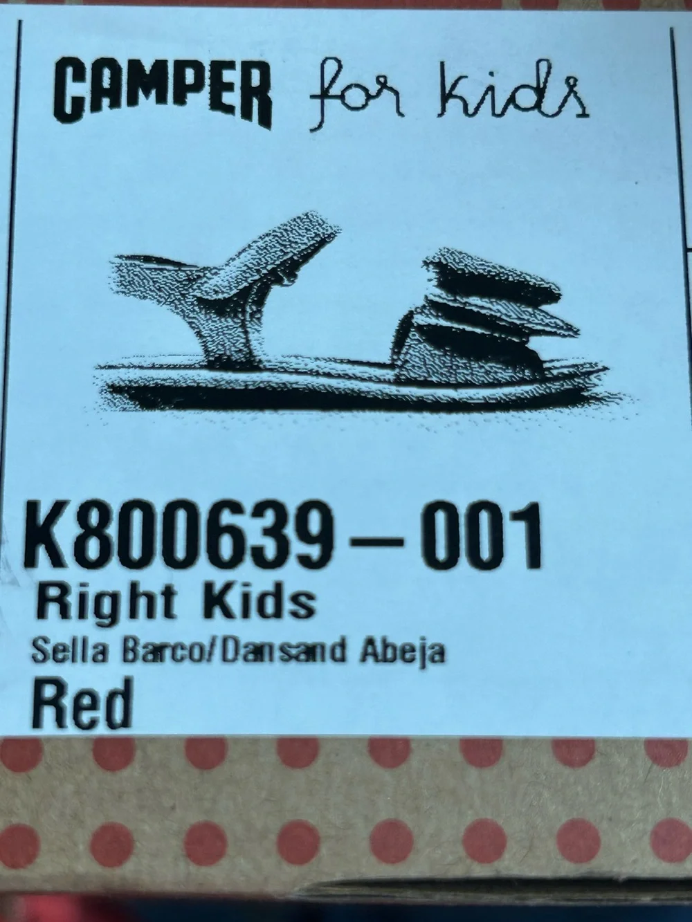 NIB Camper Girls Red Bow Sandals Size 11
